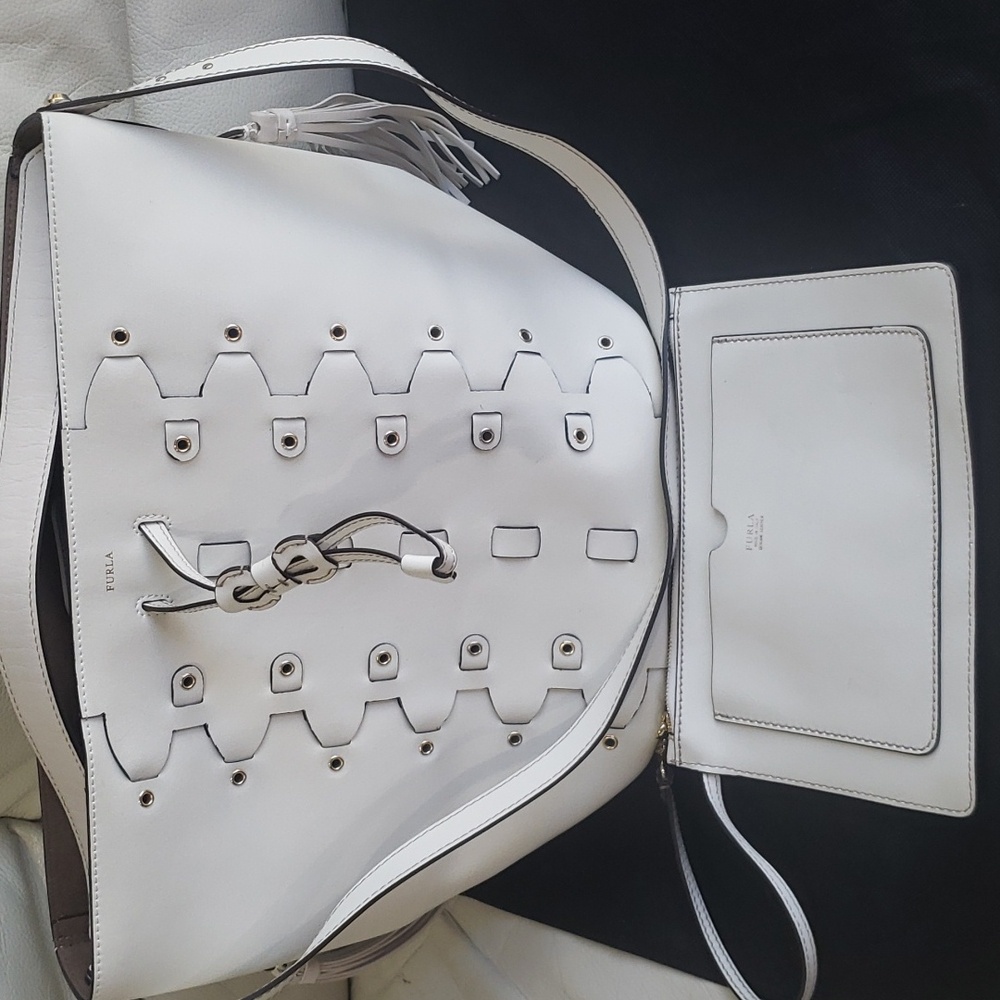 Furla Eyelet Tassel Bucket Bag
